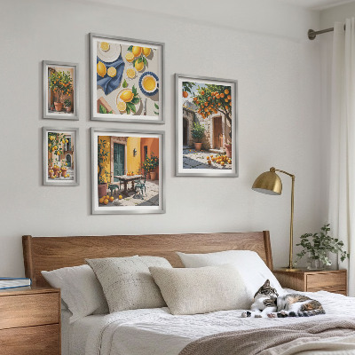 Set of 5 wall art pieces Citrus fruits in gardens