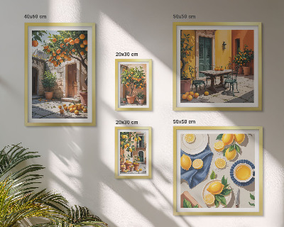 Set of 5 wall art pieces Citrus fruits in gardens