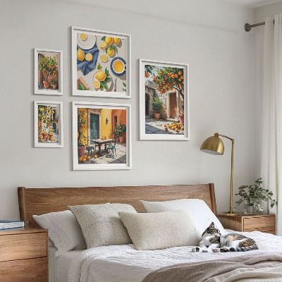 Set of 5 wall art pieces Citrus fruits in gardens