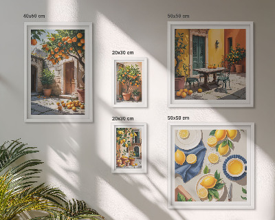 Set of 5 wall art pieces Citrus fruits in gardens
