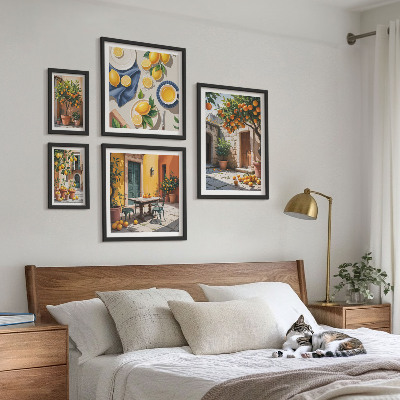 Set of 5 wall art pieces Citrus fruits in gardens