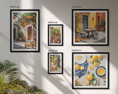 Set of 5 wall art pieces Citrus fruits in gardens