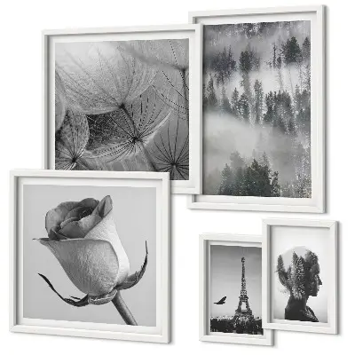 Gallery wall black and white nature and city scenes