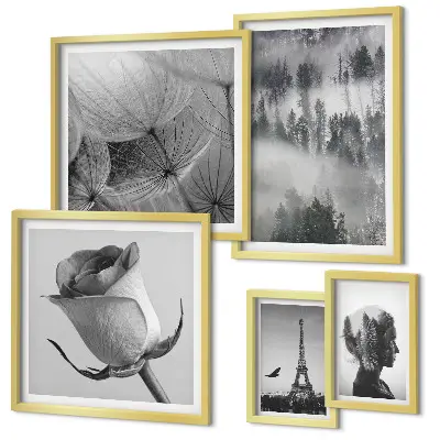 Gallery wall black and white nature and city scenes
