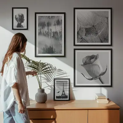 Gallery wall black and white nature and city scenes