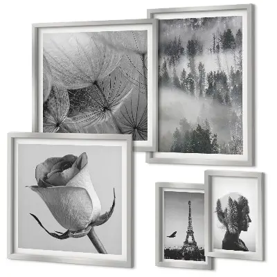 Gallery wall black and white nature and city scenes