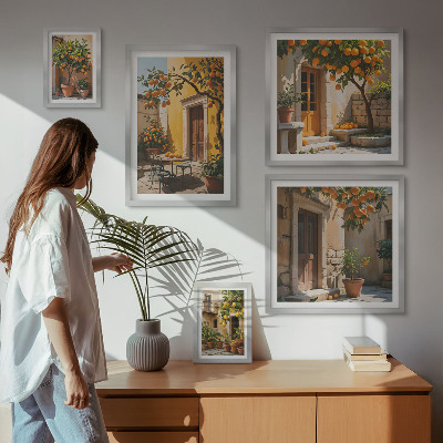 Framed photo set Citrus fruits in gardens