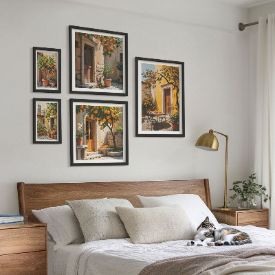 Framed photo set Citrus fruits in gardens