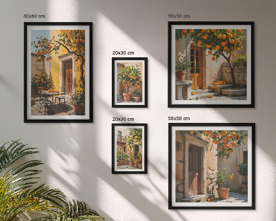 Framed photo set Citrus fruits in gardens
