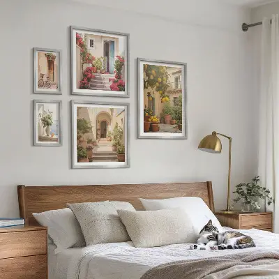 5-Piece Wall Art Set featuring streets, flowers, and citrus fruits of Provence