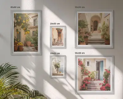 5-Piece Wall Art Set featuring streets, flowers, and citrus fruits of Provence