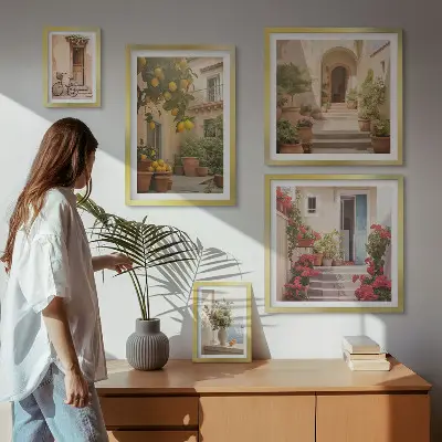 5-Piece Wall Art Set featuring streets, flowers, and citrus fruits of Provence
