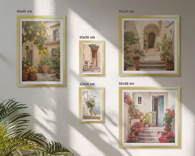 5-Piece Wall Art Set featuring streets, flowers, and citrus fruits of Provence