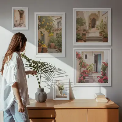 5-Piece Wall Art Set featuring streets, flowers, and citrus fruits of Provence
