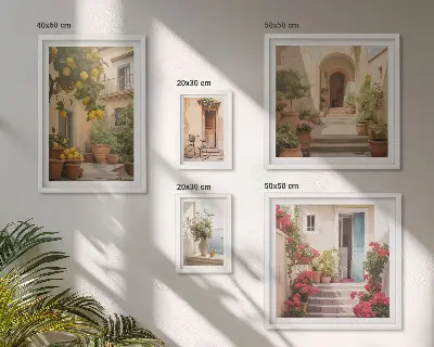5-Piece Wall Art Set featuring streets, flowers, and citrus fruits of Provence