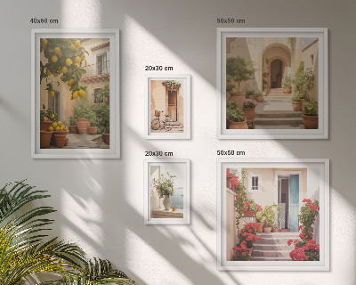 Set of 5 wall art pieces Streets, flowers, citrus fruits, Provence