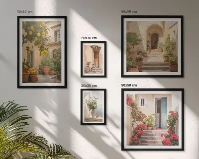 5-Piece Wall Art Set featuring streets, flowers, and citrus fruits of Provence