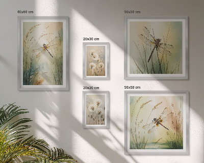 Set of 5 wall art pieces Boho nature motifs with dragonflies