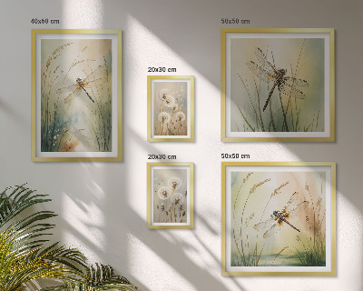 Set of 5 wall art pieces Boho nature motifs with dragonflies