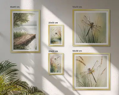 Gallery wall peaceful dragonfly landscape prints