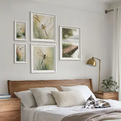 Gallery wall peaceful dragonfly landscape prints