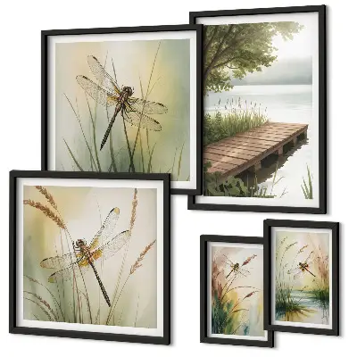Gallery wall peaceful dragonfly landscape prints