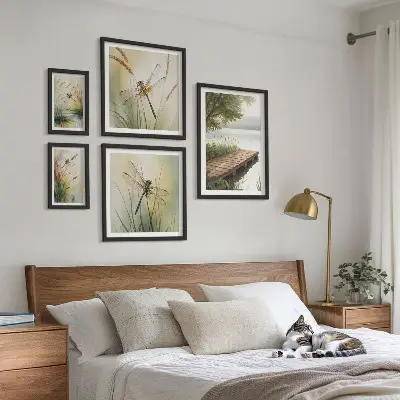 Gallery wall peaceful dragonfly landscape prints
