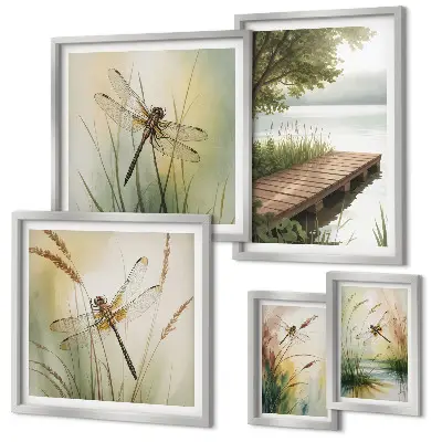Gallery wall peaceful dragonfly landscape prints
