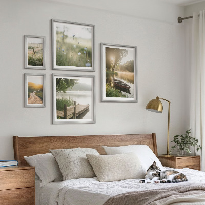 Framed photo set Tranquil landscapes of water and greenery