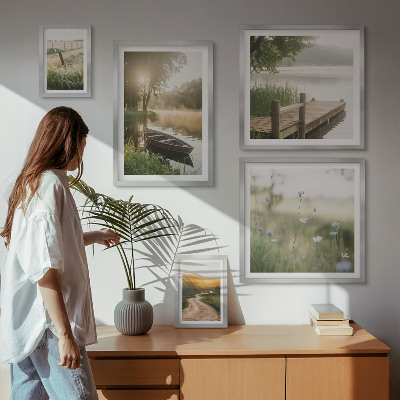 Framed photo set Tranquil landscapes of water and greenery