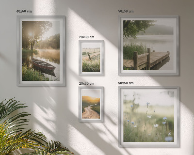 Framed photo set Tranquil landscapes of water and greenery