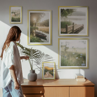 Framed photo set Tranquil landscapes of water and greenery