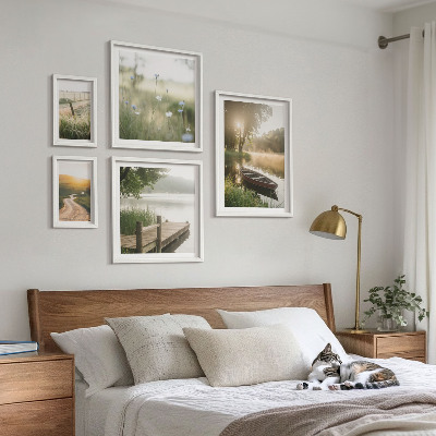 Framed photo set Tranquil landscapes of water and greenery