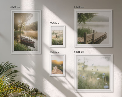 Framed photo set Tranquil landscapes of water and greenery