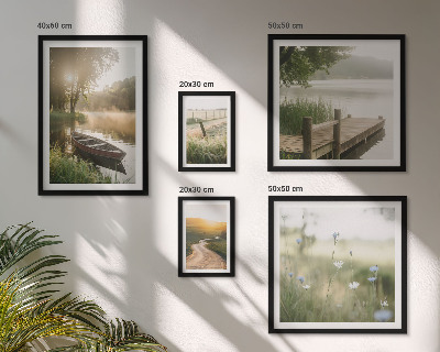 Framed photo set Tranquil landscapes of water and greenery