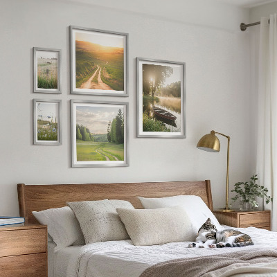 Set of 5 wall art pieces Landscapes of water and greenery