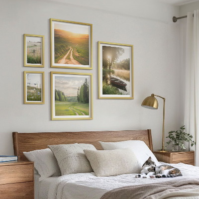 Set of 5 wall art pieces Landscapes of water and greenery