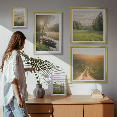Set of 5 wall art pieces Landscapes of water and greenery