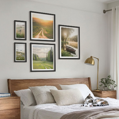 Set of 5 wall art pieces Landscapes of water and greenery