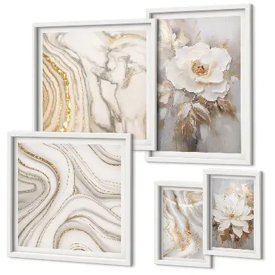 Abstract floral framed photo set elegant aesthetic prints