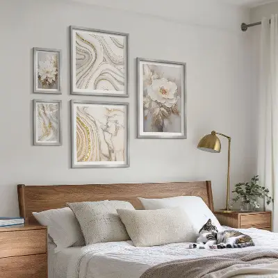 Abstract floral framed photo set elegant aesthetic prints