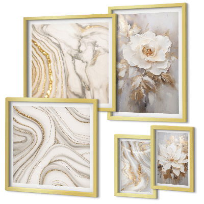 Framed photo set Abstract floral motifs, elegance
