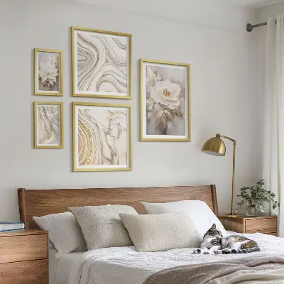 Abstract floral framed photo set elegant aesthetic prints