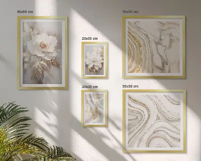 Abstract floral framed photo set elegant aesthetic prints