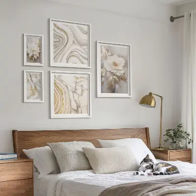 Abstract floral framed photo set elegant aesthetic prints