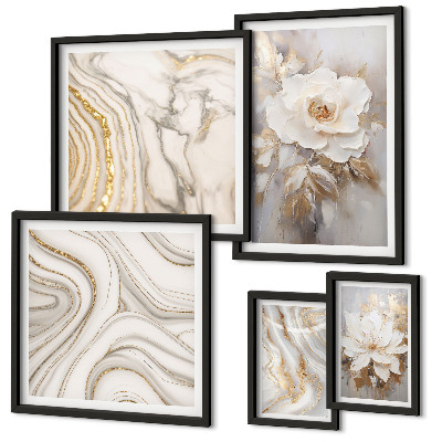 Framed photo set Abstract floral motifs, elegance