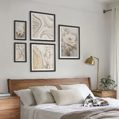 Abstract floral framed photo set elegant aesthetic prints