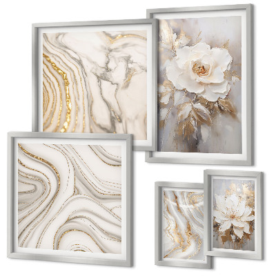 Framed photo set Abstract floral motifs, elegance