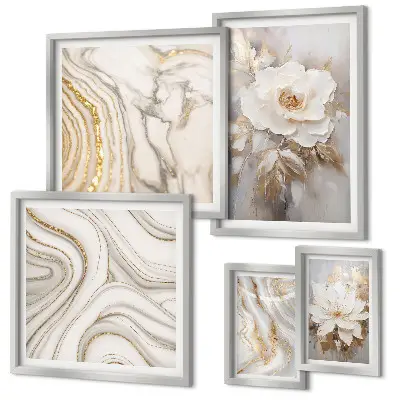 Abstract floral framed photo set elegant aesthetic prints