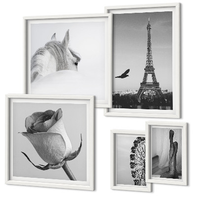 Set of 5 wall art pieces Stylish black and white images